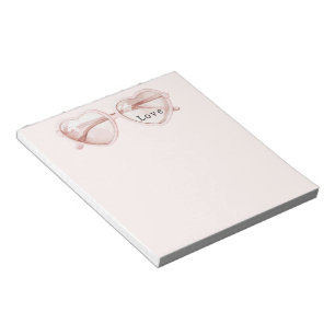 Pink Heart Glasses Love Notepad