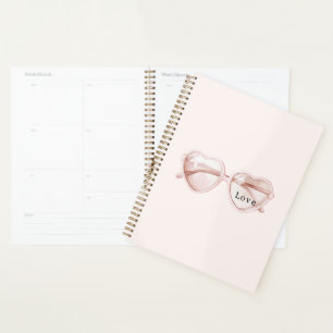 Pink Heart Glasses Love Planner
