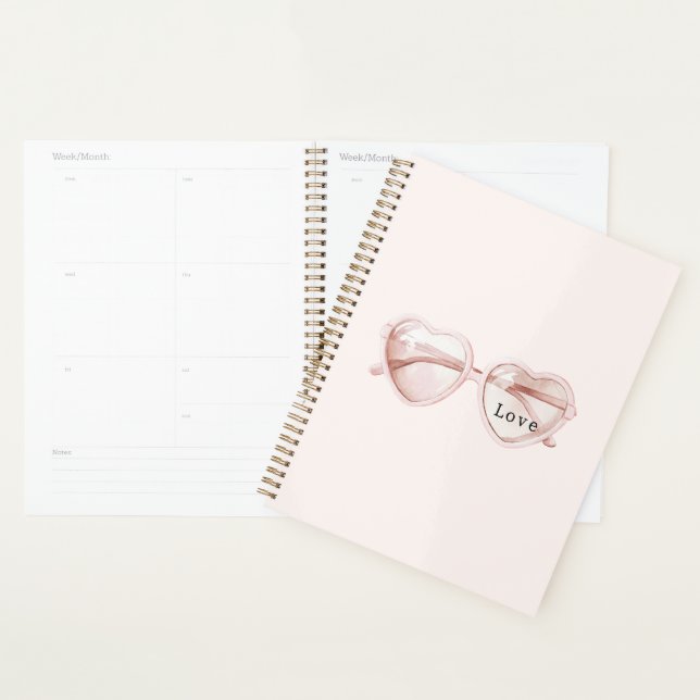 Pink Heart Glasses Love Planner (Display)