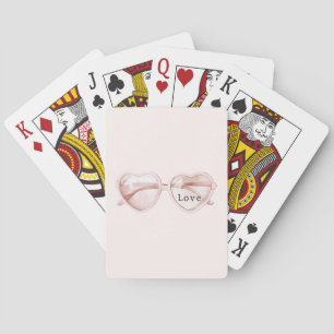 Pink Heart Glasses Love Playing Cards
