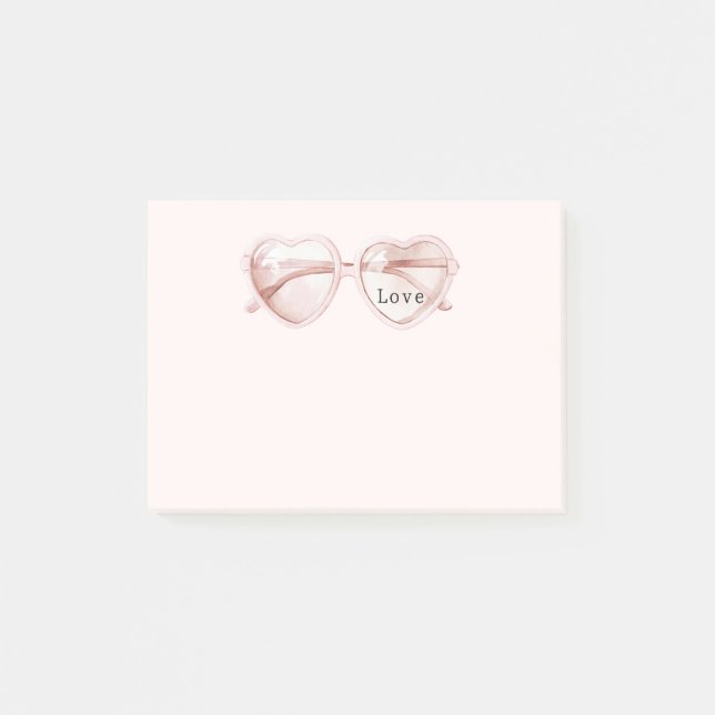 Pink Heart Glasses Love Post-it Notes (Front)