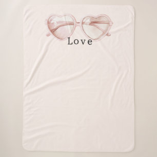 Pink Heart Glasses Love Sherpa Blanket