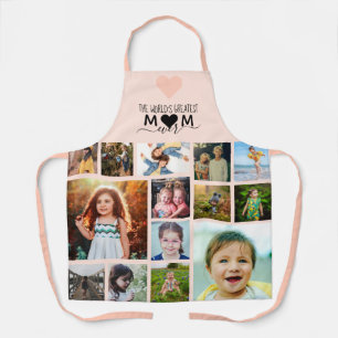 Pink Heart Greatest Mum Ever Photo Collage Apron