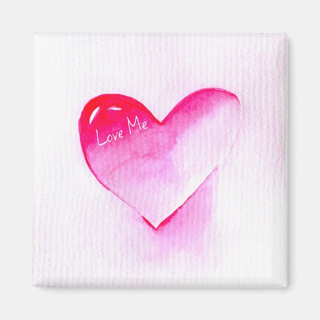Pink heart grunge pop love me magnet (Front)