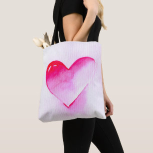 Pink heart grunge pop love me tote bag