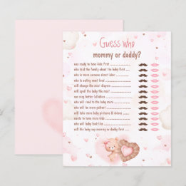 Pink Heart Guess Who Mummy Daddy Baby Shower Game