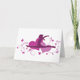 Pink Heart Gymnastics Leap Card