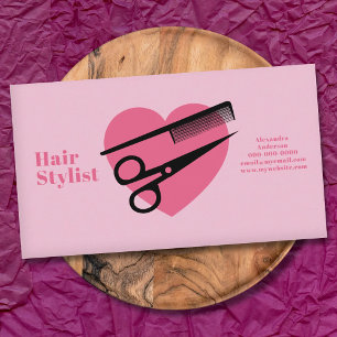 Pink Heart - Hair Stylist Business Card