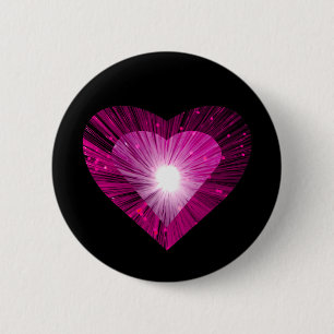 Pink Heart 'heart' button round black