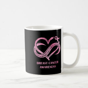 Pink Heart Hope Love Faith Breast Cancer Awareness Coffee Mug