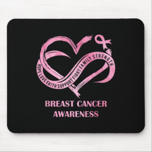 Pink Heart Hope Love Faith Breast Cancer Awareness Mouse Pad