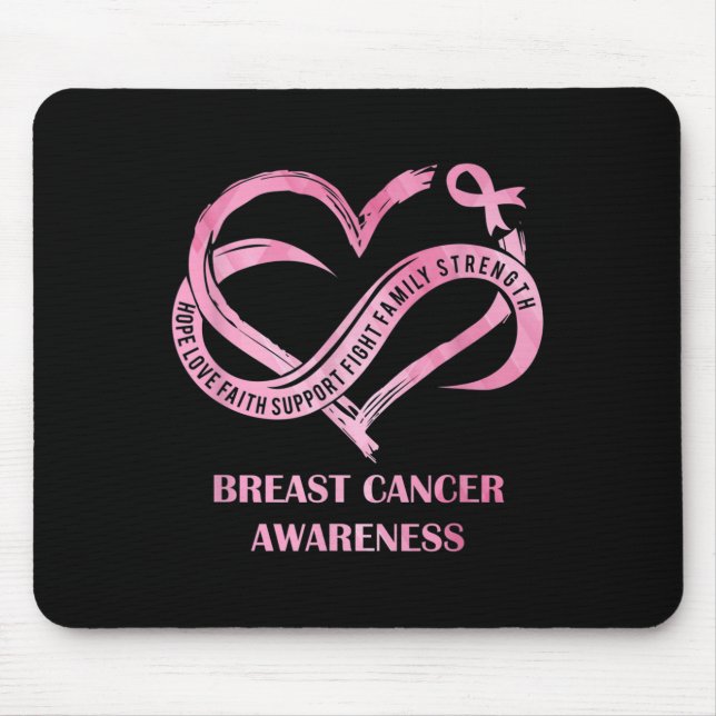 Pink Heart Hope Love Faith Breast Cancer Awareness Mouse Pad (Front)