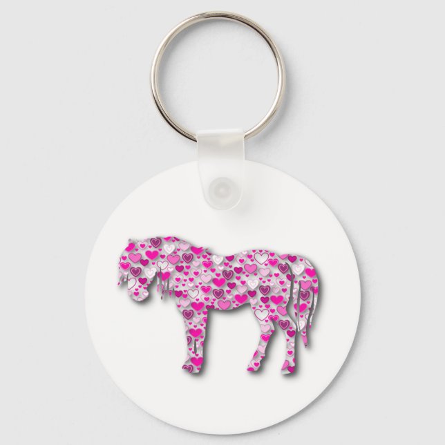 Pink - Heart Horse Key Ring (Front)
