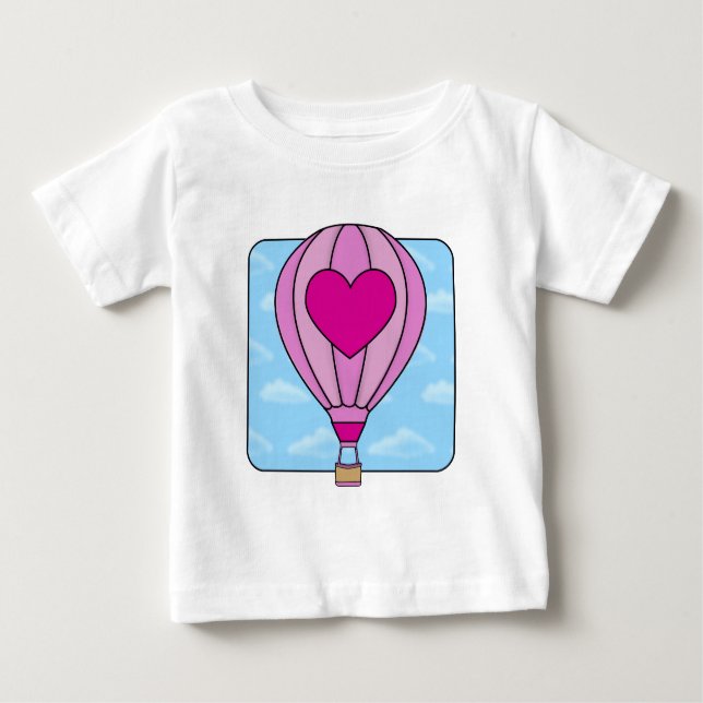 Pink Heart Hot Air Balloon T-Shirt (Front)