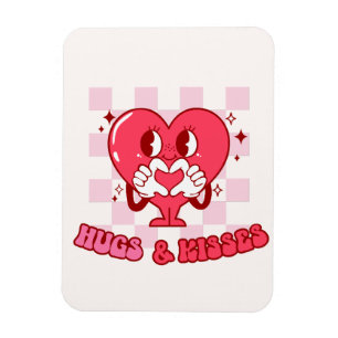 Pink Heart Hugs and Kisses Magnet
