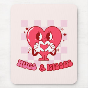 Pink Heart Hugs and Kisses Mouse Pad