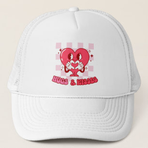 Pink Heart Hugs and Kisses Trucker Hat