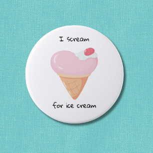 Pink Heart Ice Cream  7.5 Cm Round Badge