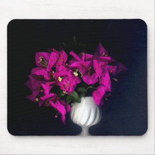 Pink heart in black mouse pad