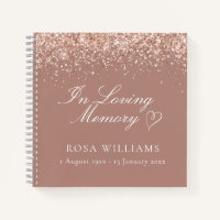 Pink Heart In Loving Memory Funeral Guest Book