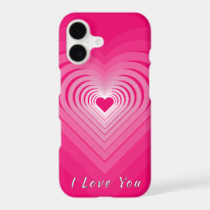 Pink Heart iPhone Case Gift with Text - I Love You
