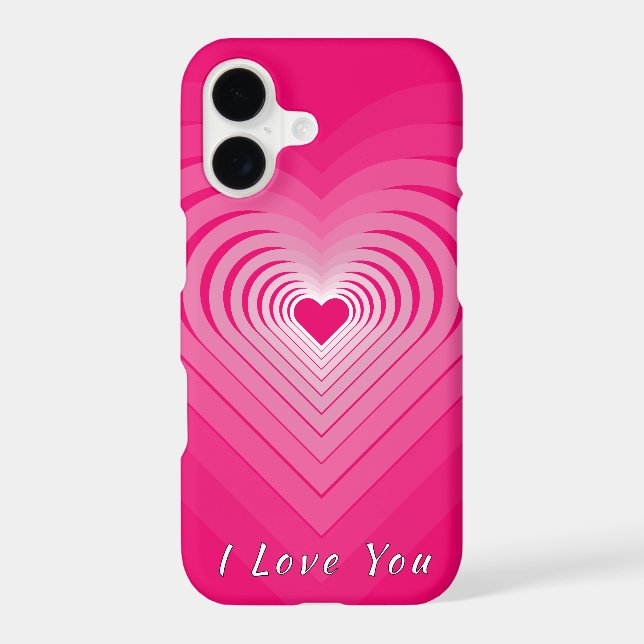 Pink Heart iPhone Case Gift with Text - I Love You (Back)