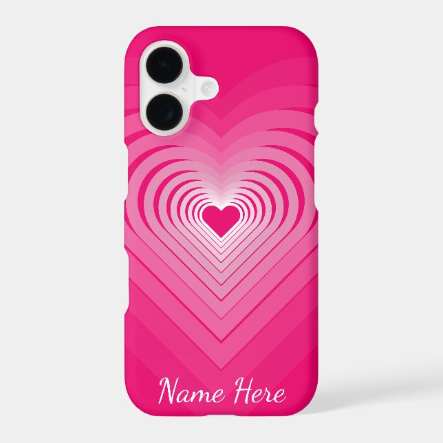 Pink Heart iPhone Case Personalised Your Name (Back)