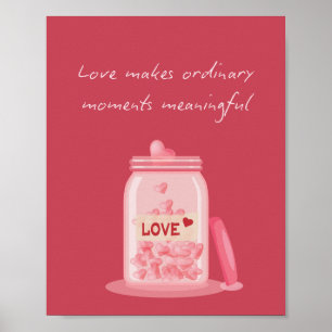 Pink Heart Jar Love Quote Wall Print