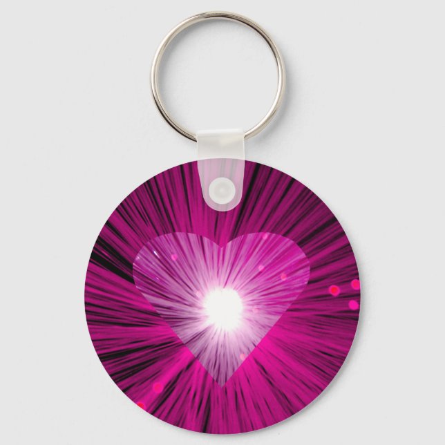 Pink Heart keychain round (Front)