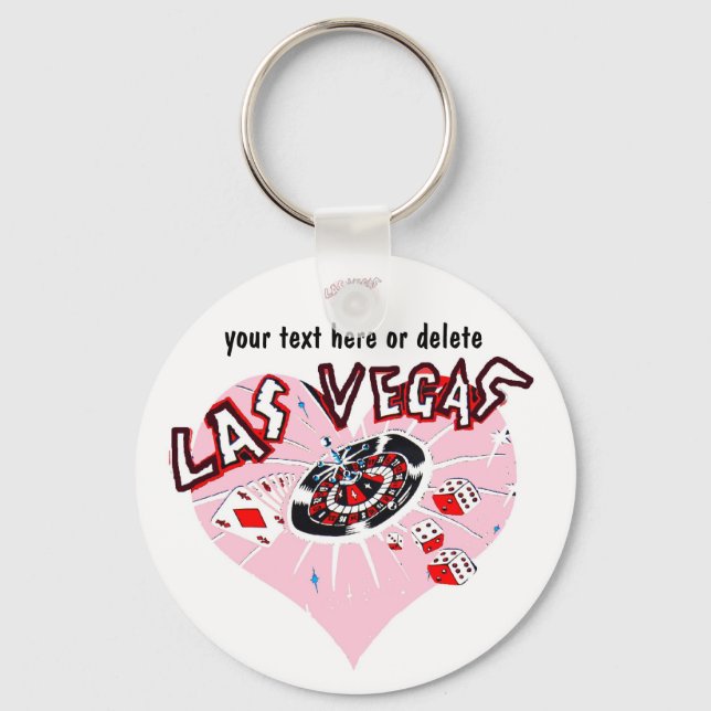 Pink Heart Las Vegas Key Ring (Front)