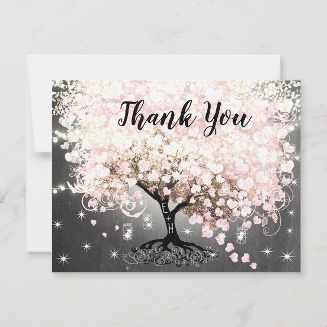 Pink Heart Leaf Tree Bridal Shower Invite (Front)