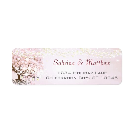 Pink Heart Leaf Tree Return Address Return Address Label