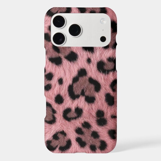 Pink Heart Leopard Faux Fur Animal Print Aesthetic (Back)