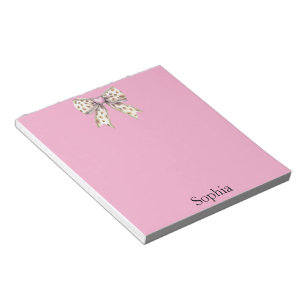 Pink Heart Leopard Girly Bow   Notepad