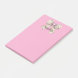 Pink Heart Leopard Girly Bow   Post-it Notes