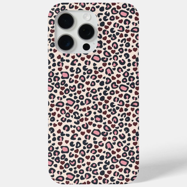 Pink Heart Leopard Print iPhone Case (Back)