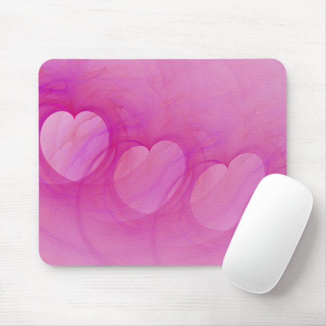 Pink Heart Line Mouse Pad (With Mouse)