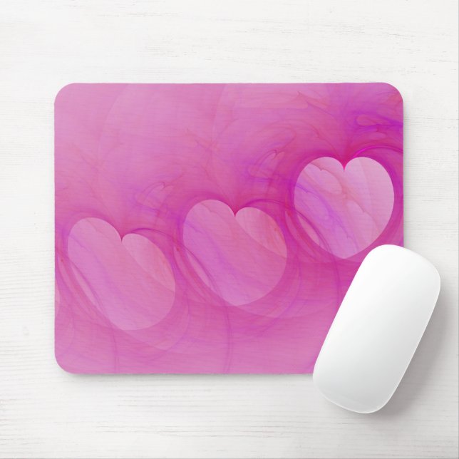 Pink Heart Line Mouse Pad (With Mouse)