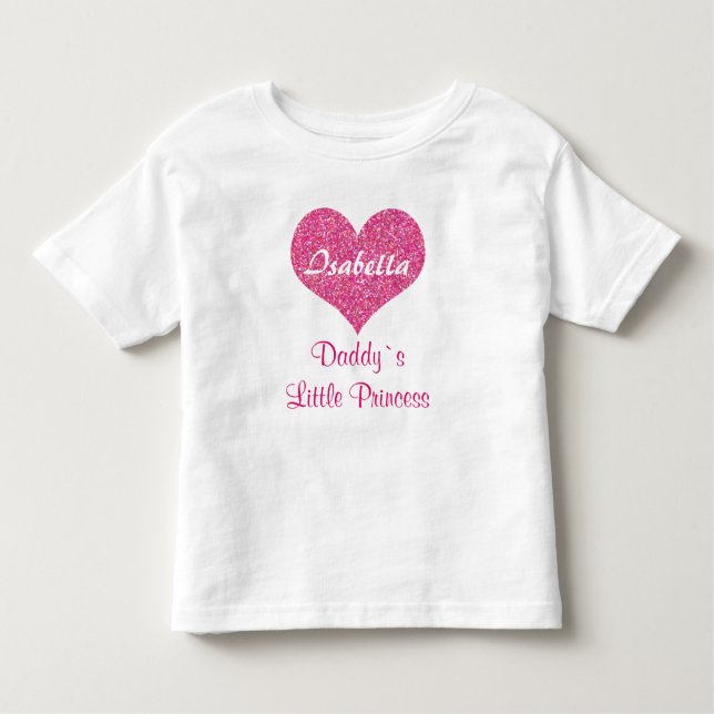 Pink Heart Little Princess Personalised Baby Name Toddler T-Shirt (Front)