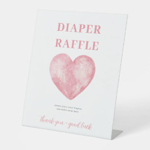 Pink Heart Little Valentine Diaper Raffle Sign