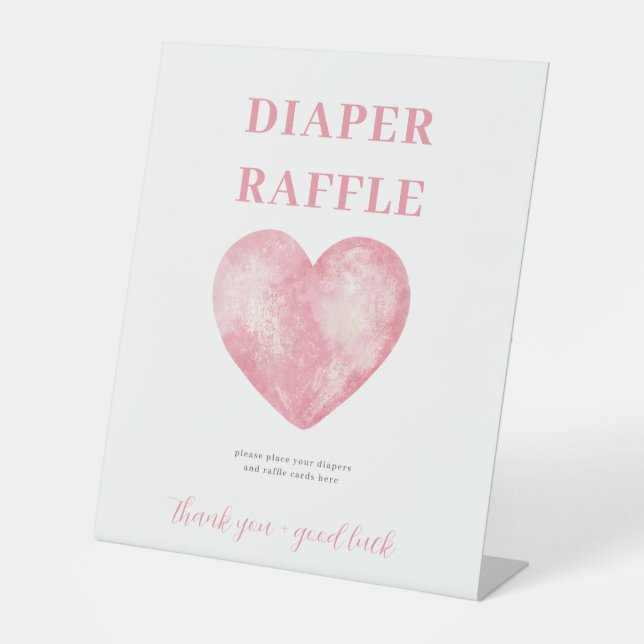 Pink Heart Little Valentine Diaper Raffle Sign (Front)