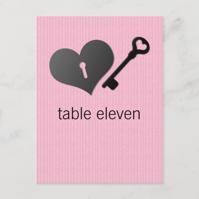Pink Heart Lock and Key Table Postcard (Front)