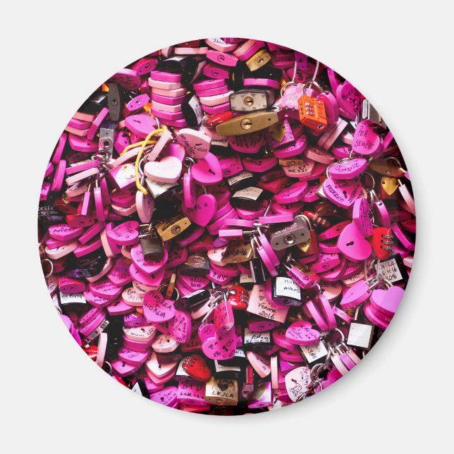 Pink Heart Locks Magnet (Front)