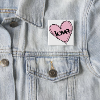 Pink Heart (Love) 15 Cm Square Badge