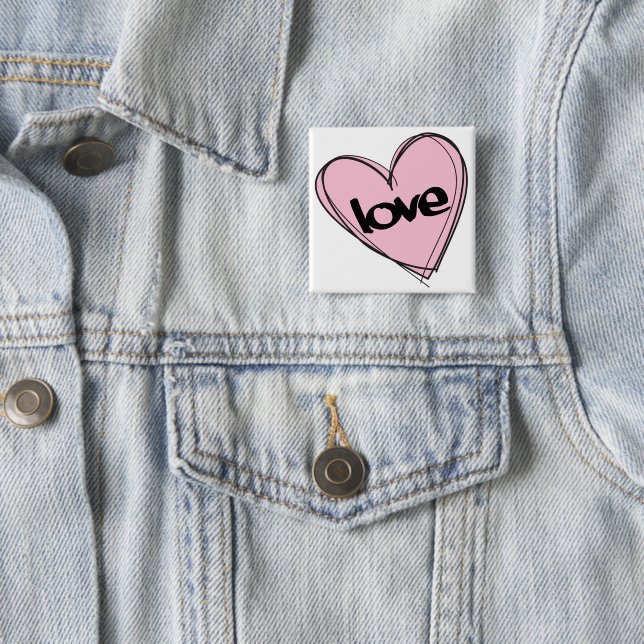 Pink Heart (Love) 15 Cm Square Badge (In Situ)