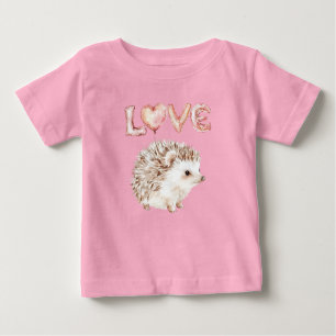 Pink Heart Love Balloons Cute Hedgehog Baby T-Shirt