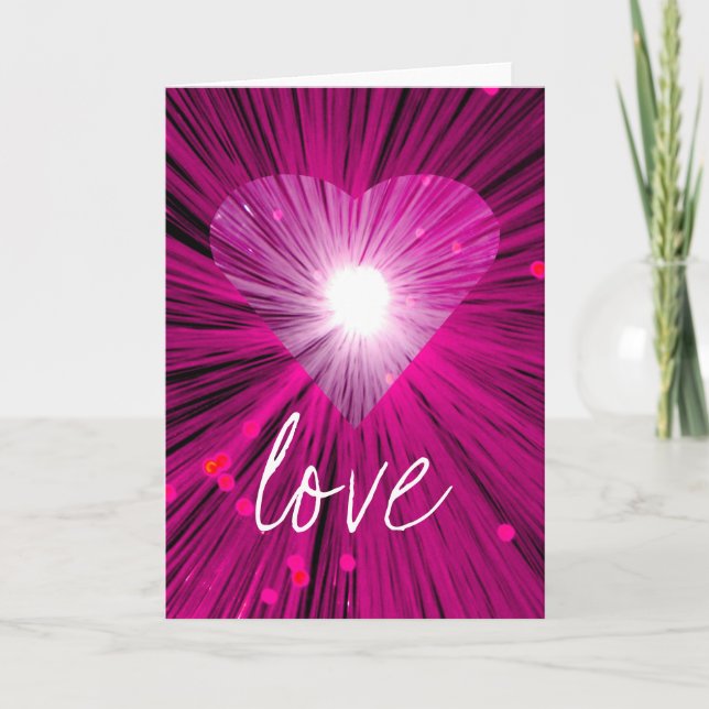 Pink Heart 'Love' greetings card (Front)