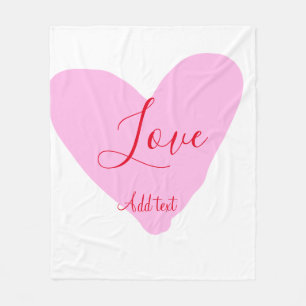 Pink heart love happy Valentine's day text red nam Fleece Blanket