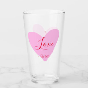 Pink heart love happy Valentine's day text red nam Glass