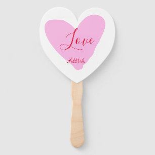 Pink heart love happy Valentine's day text red nam Hand Fan
